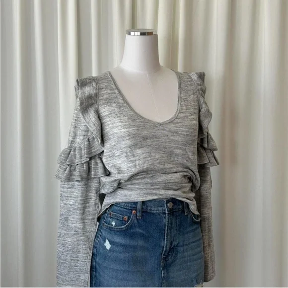 Lilly Pulitzer Fresca Sweater ruffled sleeves V-neck size Large. - Picture 3 of 8